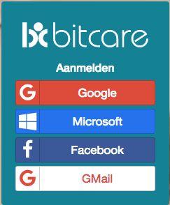 1) Op welke manieren kan ik bij Bitcare inloggen? Het aanmelden bij Bitcare is alleen mogelijk met een Google+, Microsoft of Facebook account.