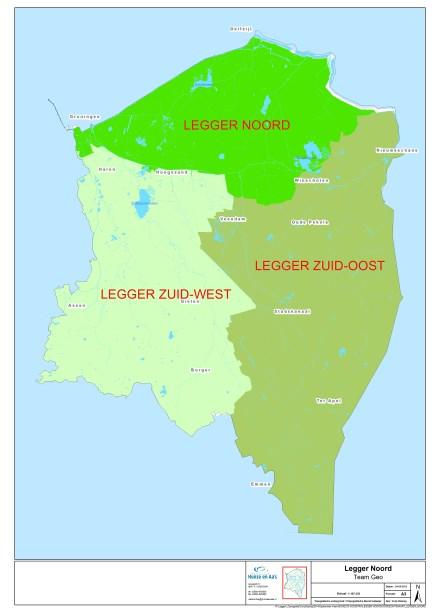 Legger Watersysteem regio Noord De regio Noord (zie kaartje) omvat in grote lijnen het gebied begrensd door de Duitse grens, Eems- Dollard, Delfzijl, Eemskanaal, Groningen, Hoogezand-Sappemeer,