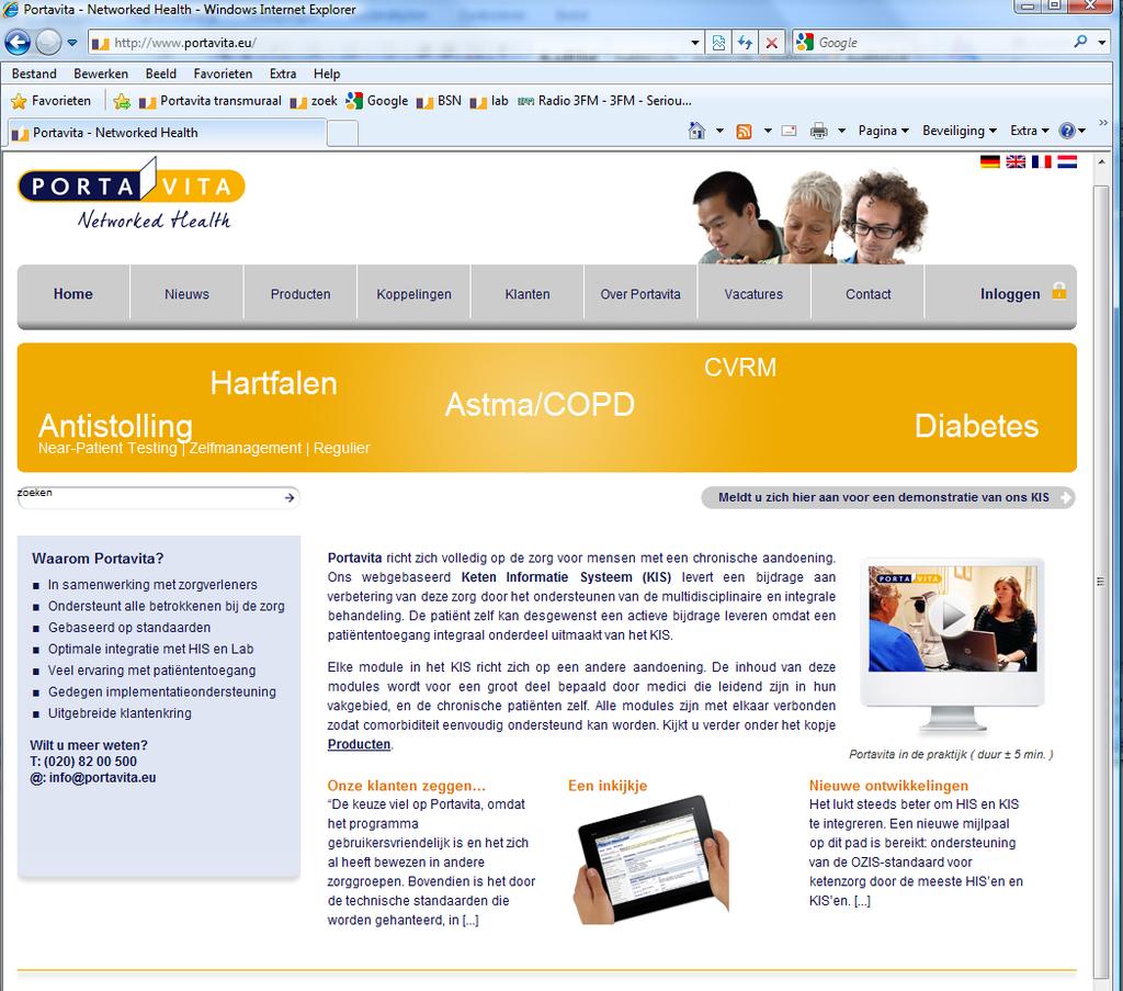 Inloggen Portavita Open de Internet browser en ga naar de website: www.portavita.eu Klik op de button Inloggen rechtsboven.