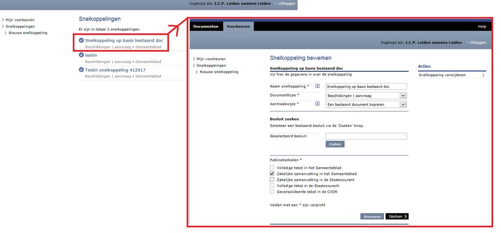 Als een snelkoppeling niet meer werkt omdat het niet meer voldoet aan de voorwaarde (bijvoorbeeld: een gewijzigde metadata of het document waarop de publicatie is gebaseerd werkt niet meer) worden de