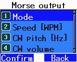 12 Morse Output (Morse Uitvoer) Deze functie werd toegevoegd om et visueel gehandicapte amateurs te helpen.