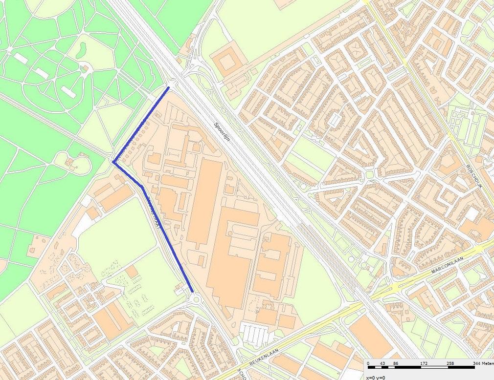 Het plangebied omvat een deel van de Bezuidenhoutseweg en een deel van de Zwaanstraat. Het betreft het deel van de Bezuidenhoutseweg tussen de Achtseweg Zuid en de Oirschotsedijk-Zwaanstraat.