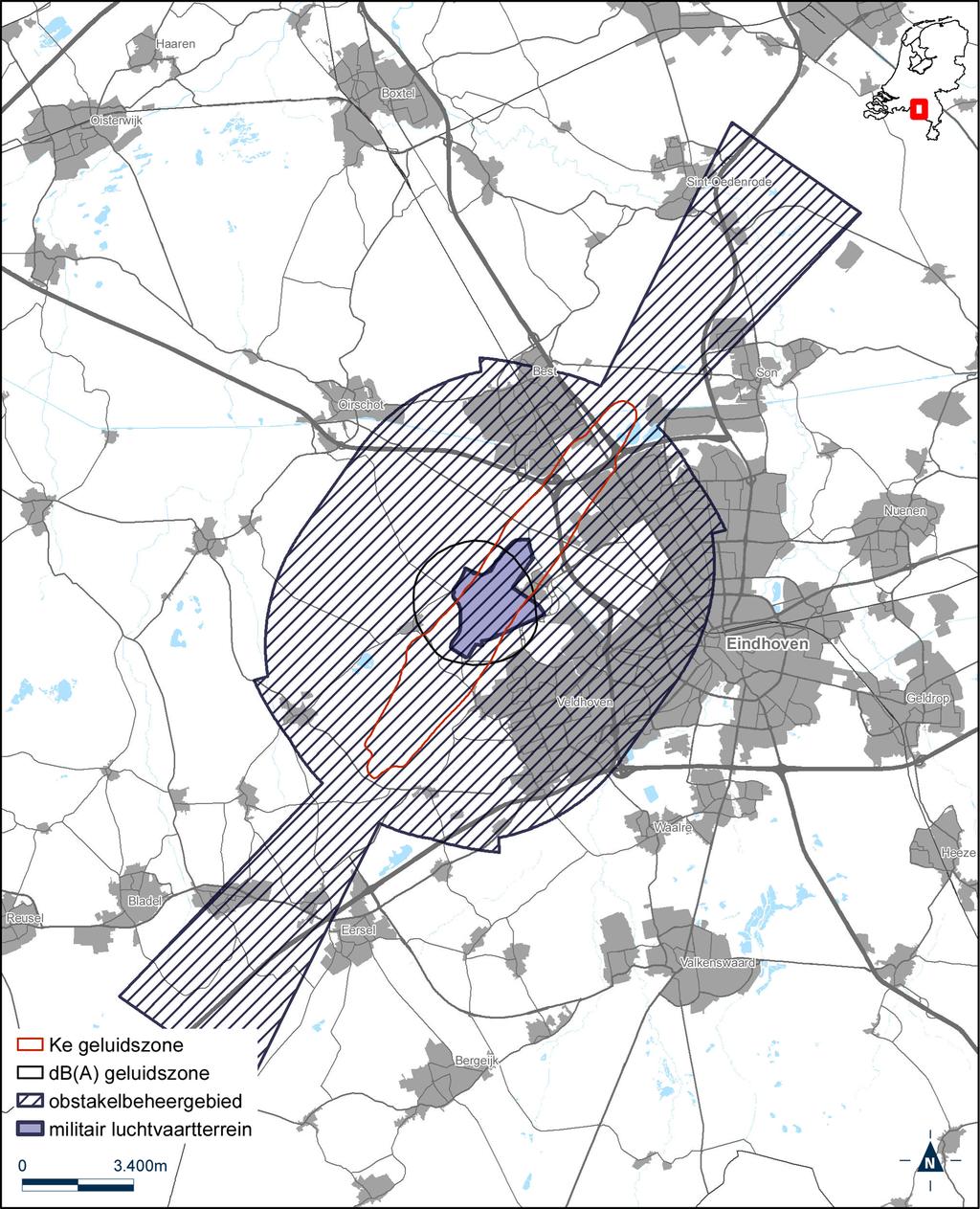 Kaart militair luchtvaartterrein Vliegbasis Eindhoven