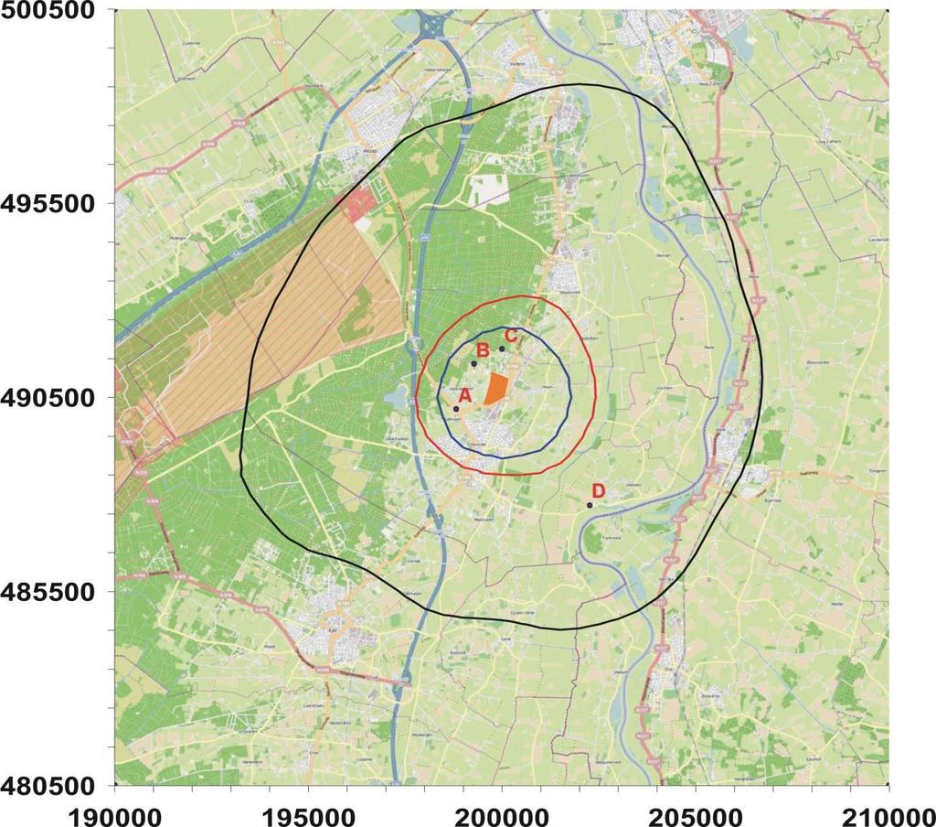 Pagina 9 van 15 In figuur 4.1 wordt de depositie van de aangevraagde situatie weergegeven over een gebied van 20x20 km.