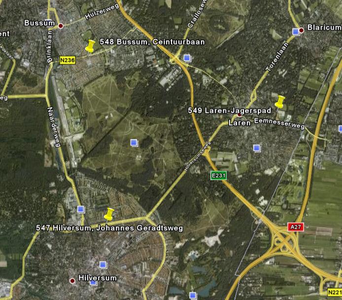 Onderstaande overzichtskaart (afbeelding 4) van de omgeving Hilversum geeft de ligging van de drie meetlocaties weer. Afbeelding 4. Meetlocaties PM 10. 2.
