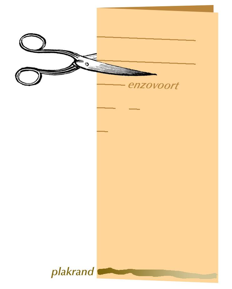 Knip het nu (vanaf de vouw) over de hele lengte het papier om de 2 cm in. Niet helemaal tot de rand knippen, want dan knip je het papier doormidden.