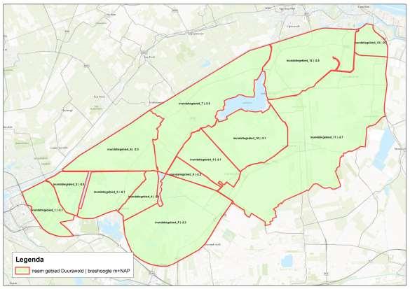 april 2013 Normering regionale waterkeringen Groningen en Noord-Drenthe Figuur 4-1: Overstromingsgebieden en breslocaties Duurswoldboezem Normklasse en gevoeligheid Uit de schadeberekeningen voor