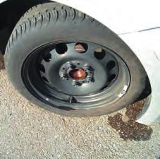 Rims, wheel caps and tyres Missing rims or wheel caps; Split or badly scratched rims or wheel caps; Any visible distortion of wheel caps or rims (for example due to hitting the kerb); A crack