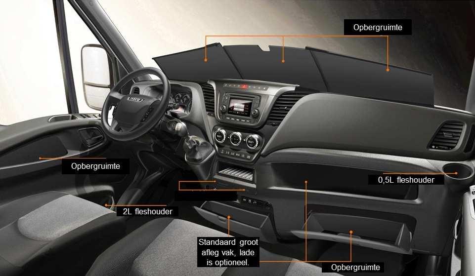 De optimale zit en het verstelbare stuur vormen een ideale werkplek met een comfortabel car-like feeling. Veel radio / infotainment alternatieven welke allen voorzien zijn van 4 speakers.