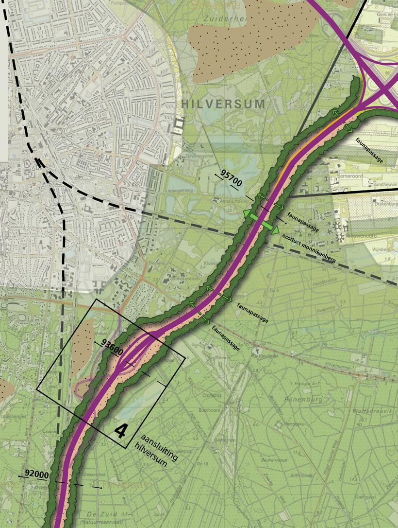 A27 Heuvelrug Dit traject loopt van Hollandsche Rading tot knooppunt Eemnes. Het basisprofiel is weg in het bos. De structuur van het bos wordt weerspiegeld in de bermen.