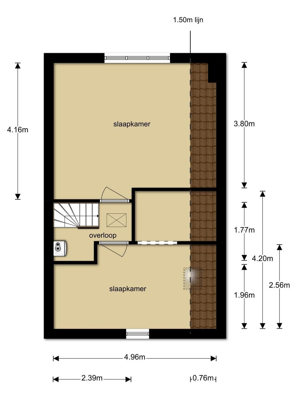 Plattegrond tweede verdieping Makelaar: