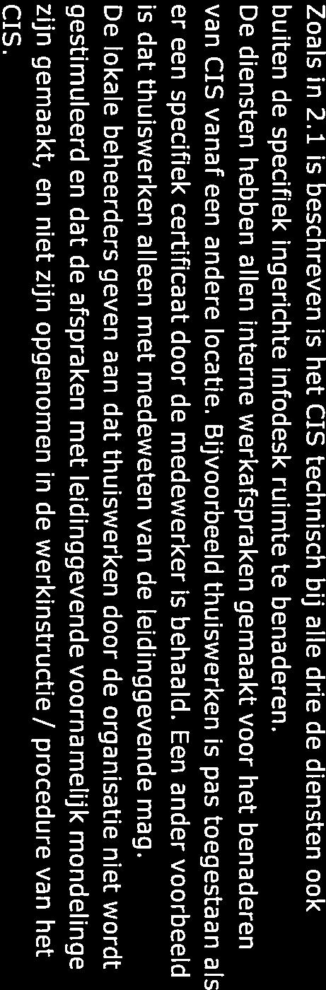 De diensten hebben allen interne werkafspraken gemaakt voor het benaderen van dis vanaf een andere locatie.