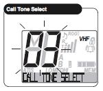 2. Druk op de Call/Enter/Setup toets om de ingave te bewaren en ga naar de volgende Mode. 3. Het geactiveerde Call Tone symbool verschijnt in de Stand by mode.