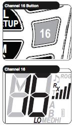 Kanaal 16 De Kanaal 16 toets geeft u de mogelijkheid om snel naar kanaal 16 te schakelen vanuit iedere modus. Om naar kanaal 16 te schakelen: 1.