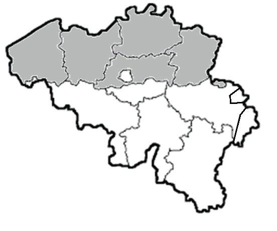 Voorbeeldopgave 3 (ET 5.8) Op welke kaart werd het Vlaams Gewest grijs ingekleurd?