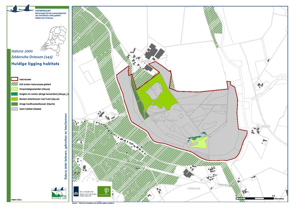 Bijlage 7 Kaart met huidige ligging habitats Door de schaal van de habitatkaart in dit plan en door het in mozaïek voorkomen van habitattypen kan het zijn dat niet alle voorkomens