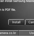 Installeer het camera besturingsprogramma, DirectX, XviD, Samsung Master of Adobe Reader door een knop op het scherm te selecteren.