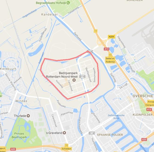 6. Bedrijventerrein Noordwest 6.1 Algemeen Bedrijventerrein Noordwest is een belangrijke schakel in het gebied langs de A20 en de A13.