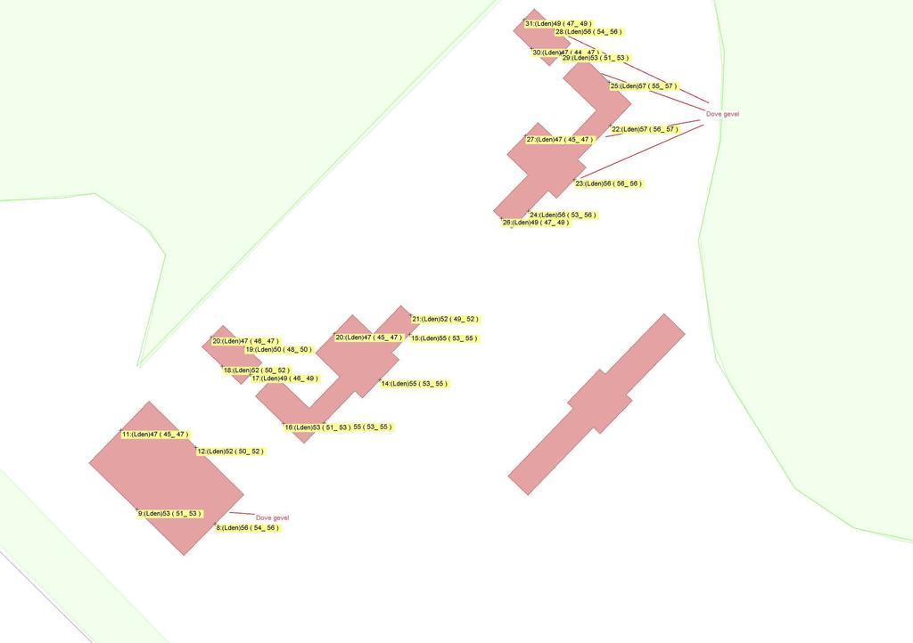 objecten bodemabsorptie bebouwing baanvak rijlijn hulplijn stomp scherm hardzachtlijn hoogtelijn met scherm hoogtelijn waarneempunt gevel Lden(CUM) >= 5 >= 10 >= 48.4 0 1 : 500 50 >= 53.4 >= 58.