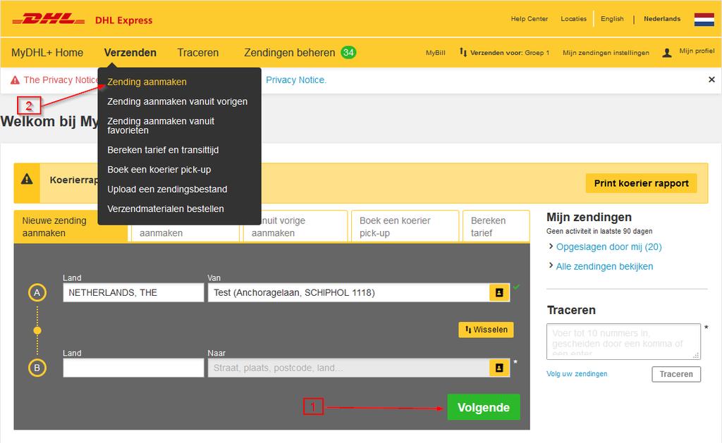 Exportzending aanmaken In MyDHL+ is het aanmaken van een exportzending zo eenvoudig mogelijk gemaakt. De website en deze handleiding zal u stap voor stap erdoorheen leiden.