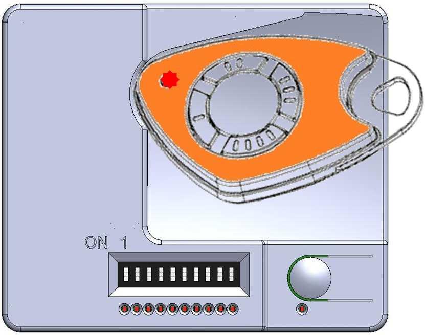 de programmeur in LEESMODUS (de getoonde code zal worden gekopieerd) Druk 3 seconden lang op de inschakelknop van de DIP SWITCH-programmeur 3