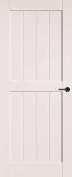 Kenmerken Barn Wit gegrond Vulling deur: massief Voorzien van slotgat Opdekdeuren voorzien van paumelle gaten Uitgevoerd met recht profiel en gegroefd paneel