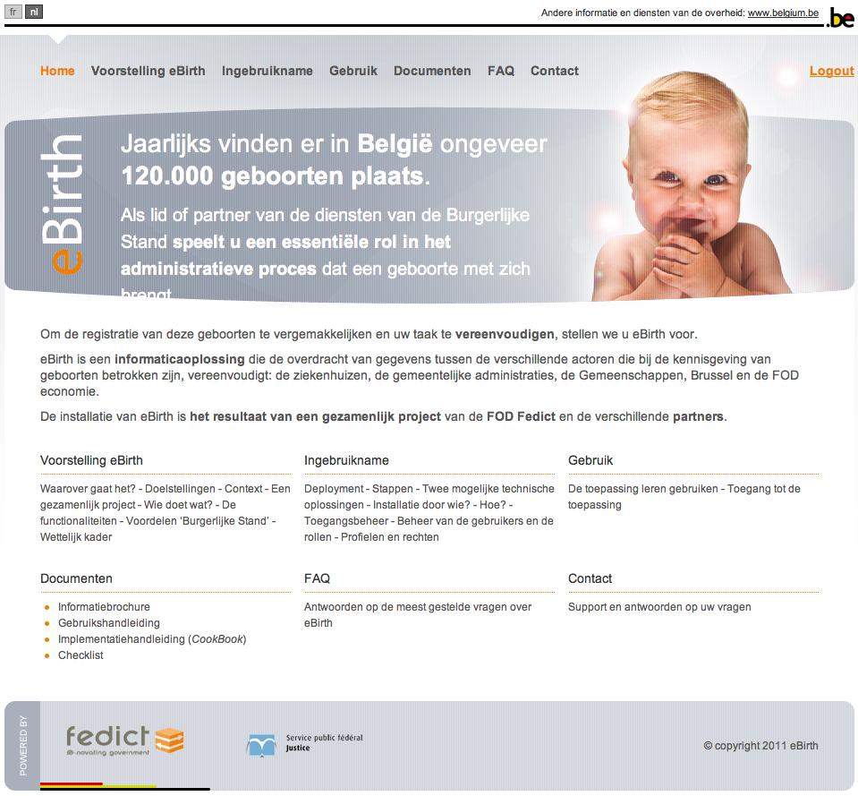 Voorbeeld: ebirth Le service simplifiant et automatisant, pour les communes et les