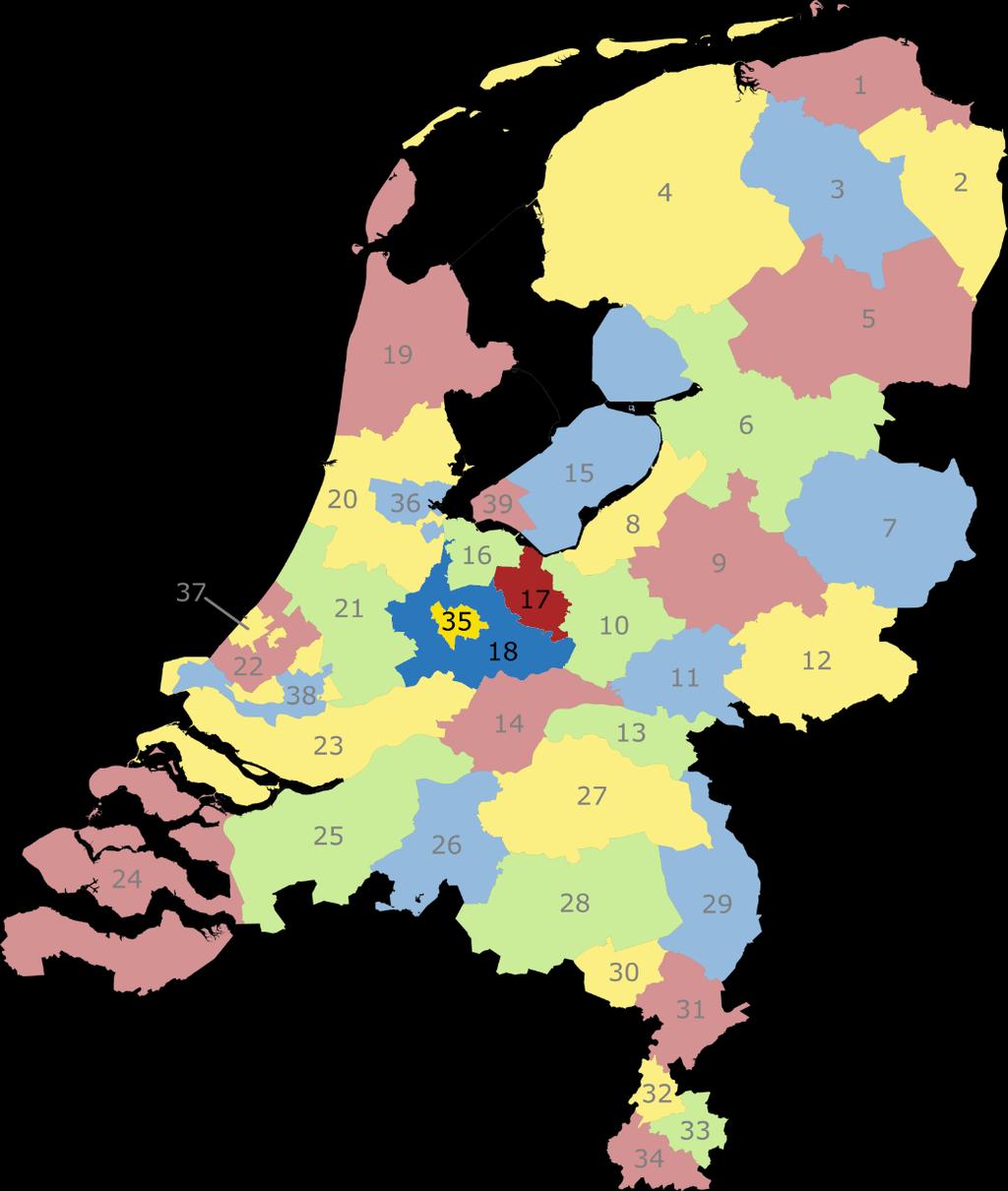 A RPA-indeling nr RPA 1 Noord-Groningen 2 Oost-Groningen 3 Centraal-Groningen 4 Friesland 5 Zuid- en Midden-Drenthe 6 IJssel en Vecht 7 Twente 8 Noordwest-Veluwe 9 Stedendriehoek 10 De Vallei 11