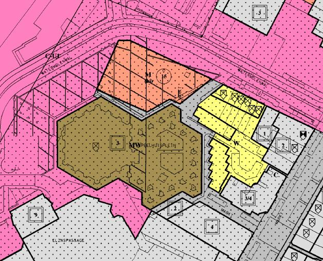 2.8 Ontwikkelingslocaties Speelhuisplein e.o. Regeling geldend bestemmingsplan Ter plekke geldt de bestemming Maatschappelijk en Wonen, bedoeld voor het voormalige theater en de bestaande paalwoningen.