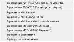 5.2.13 Exporteren Met deze tool kunt u een database op verschillende manieren exporteren: - Als een XLS bestand waarin de registraties in chronologische volgorde worden getoond - Als een XLS bestand