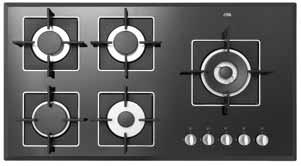 1,75 kw 1 grote kookbrander 3,0 kw 1 sudderbrander 1,0 kw 1 wokbrander (3-rings) 3,5 kw A1027VWZTA 719,- éénhands vonkontsteking vangschaal van glas met facetgeslepen randen tweedelige branders met