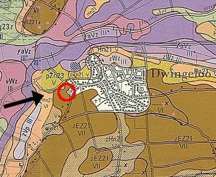 Figuur 3: Dwingeloo, Heuvelenweg: detail van Actueel Hoogtebestand Nederland. De ligging van het plangebied is met een rode cirkel aangegeven.
