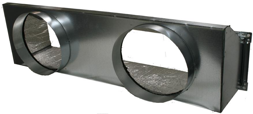 Plenum - roosterbak Kenmerken inwendige isolatie 9mm of 19mm (optie) materiaal: galva 0,8 mm standaard kader 15mm opgeplooid - open hoeken