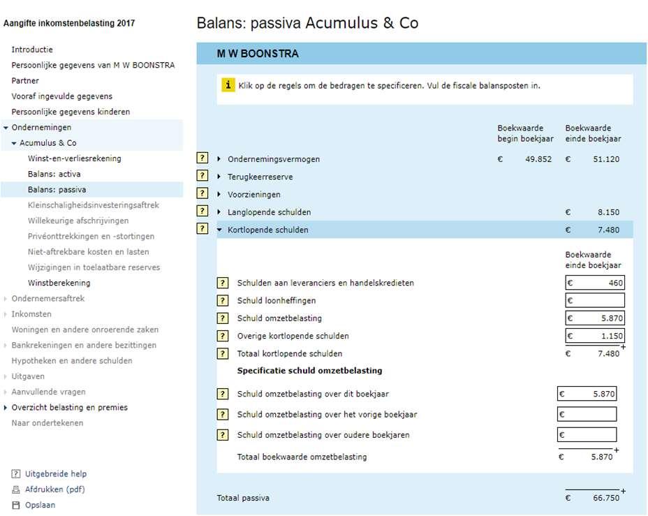 1. Schulden aan leveranciers: crediteuren. Let op: trek hier het bedrag af van een eventuele extra rekening deelbetalingen crediteuren (zie Activazijde balans) 2.