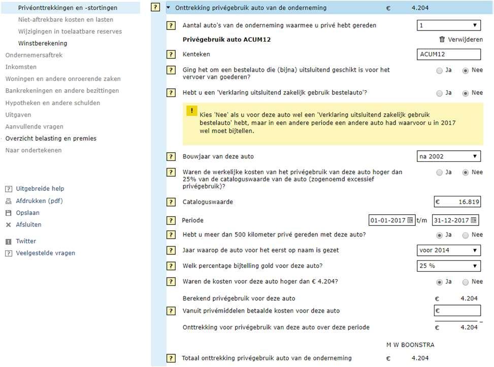 Wanneer is de auto voor het eerst op naam gezet: van belang om het juiste bijtellingspercentage te kunnen kiezen. 3. Waren de kosten hoger dan.