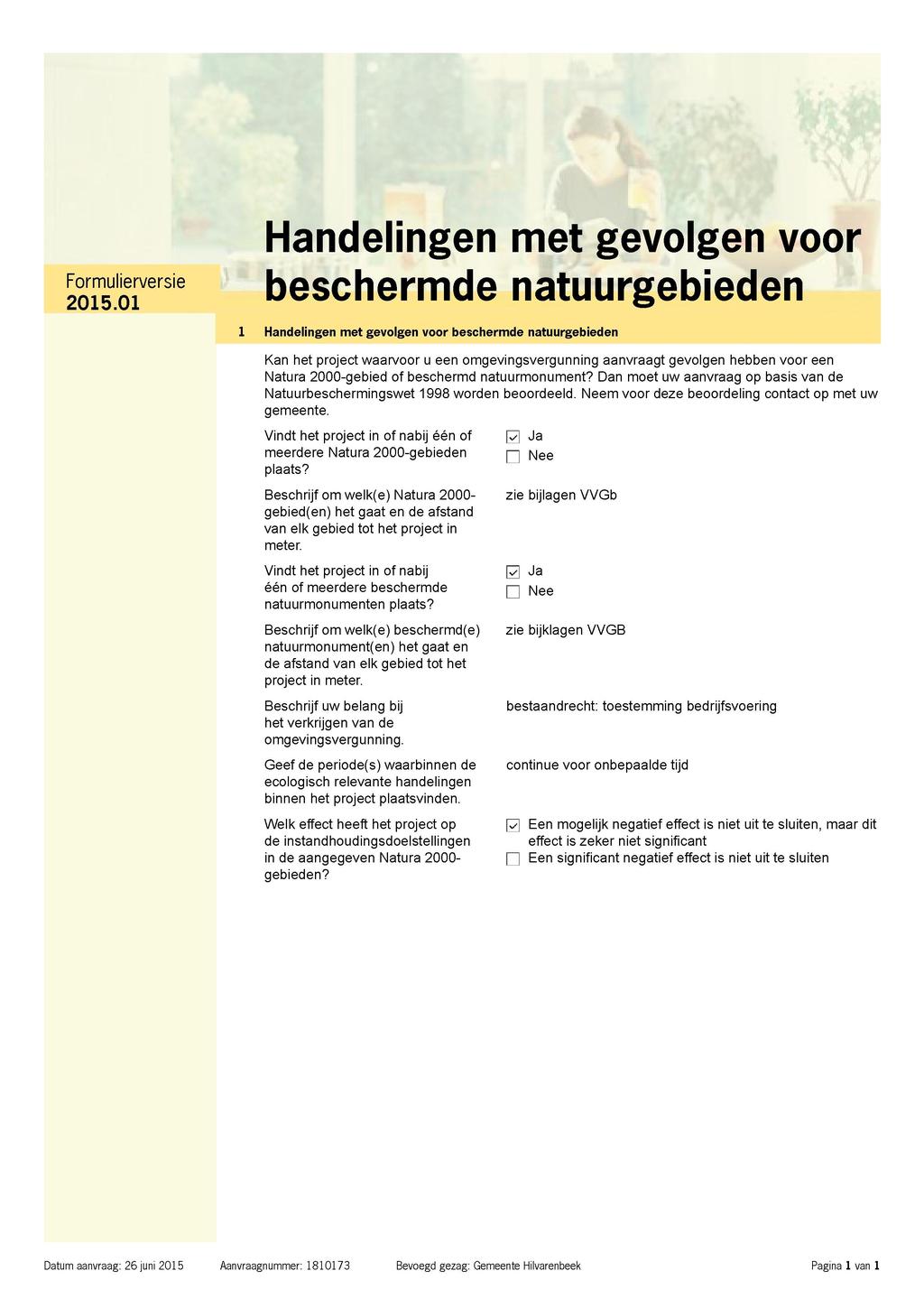 Handelingen met gevolgen voor Formulierversie 2015.