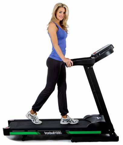Fitness Treadmill 1606 1606 Iron Bull Treadmill 18km/u DC-motor: 1,2 pk Piekvermogen: 2,0 pk. Helling: Manueel 3 niveaus Snelheid: 1,0-18 km/u. Loopoppervlak: 44*120*1,6 t/ cm.