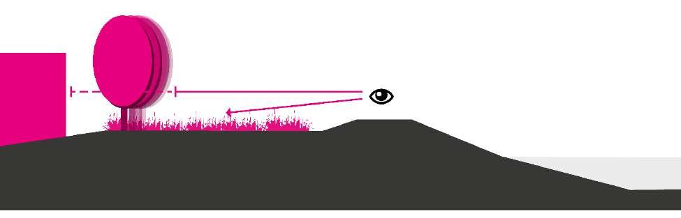 Daarnaast gaat het om de reactie van de dijk op het aangrenzende landschap (zie figuur 8.XX). Niet alle dijken snijden als een autonome structuur door het landschap.