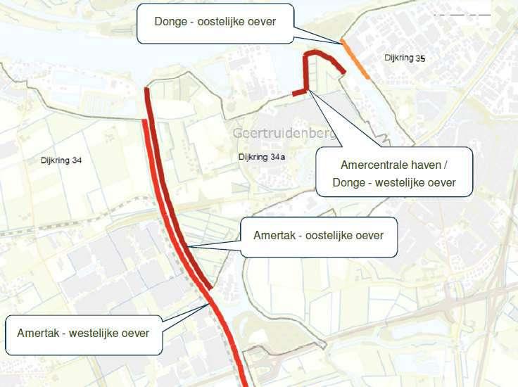 1/3.000 1/3.000 1/3.000 1/1.000 Figuur 2.9 Projectgebied met vigerende norm (signaalkans)per jaar per traject.