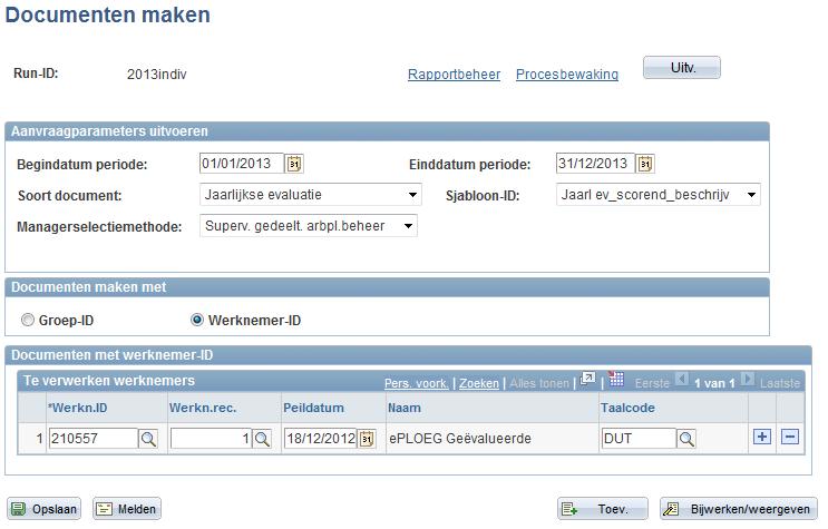 13. Klik op Werkn rec. om de juiste, actieve arbeidsrelatie te kiezen 14. Vul de peildatum in.