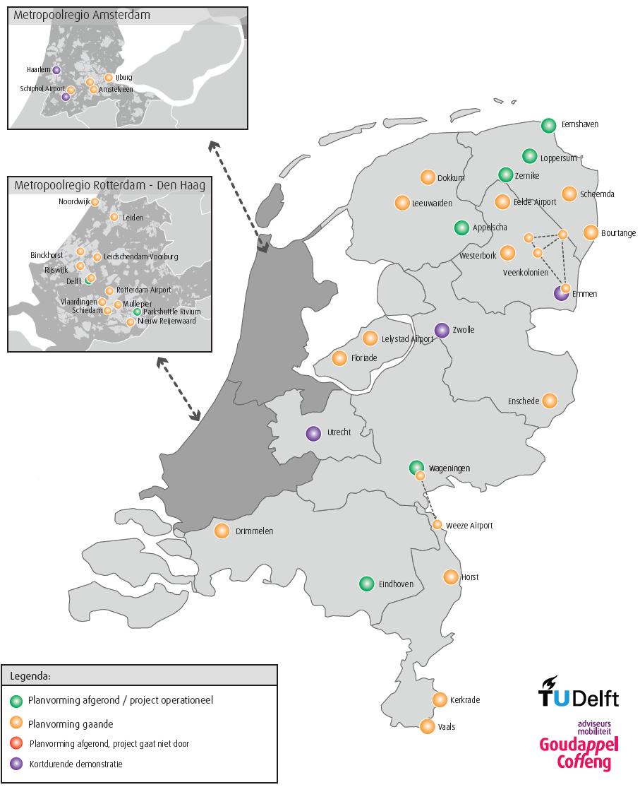 momenteel nog in de planfase bevinden zoals in de Binckhorst (Den Haag) en Leidschendam Voorburg (Scheltes, Ackerman, & Heida, 2018), en dat er nog geen enkele pilot definitief is stopgezet/afgelast.
