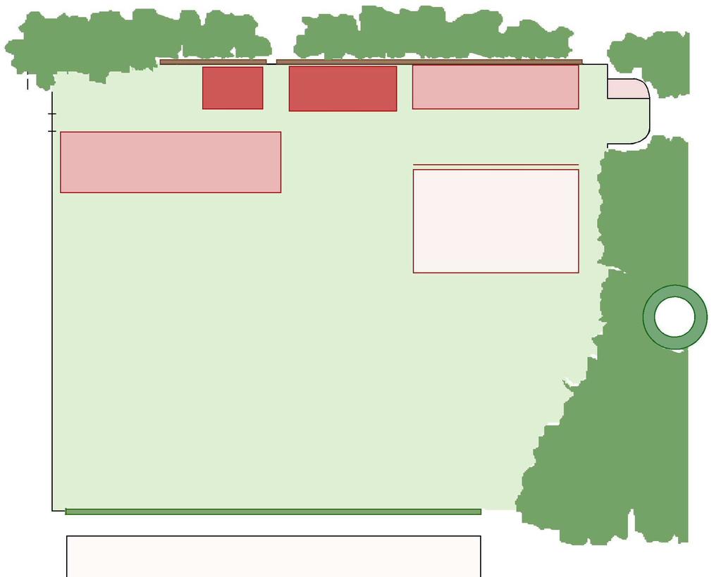 18 Huidige situatie van de nutstuin. De tuin heeft een onduidelijke begrenzing. Aan de noordzijde staat gedeeltelijk een schutting.