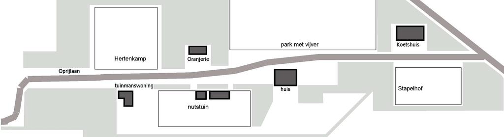 Afb. 3.32 Weergave van het verloop van de Oprijlaan vanaf de Noordweg tot aan de Vroonweg.