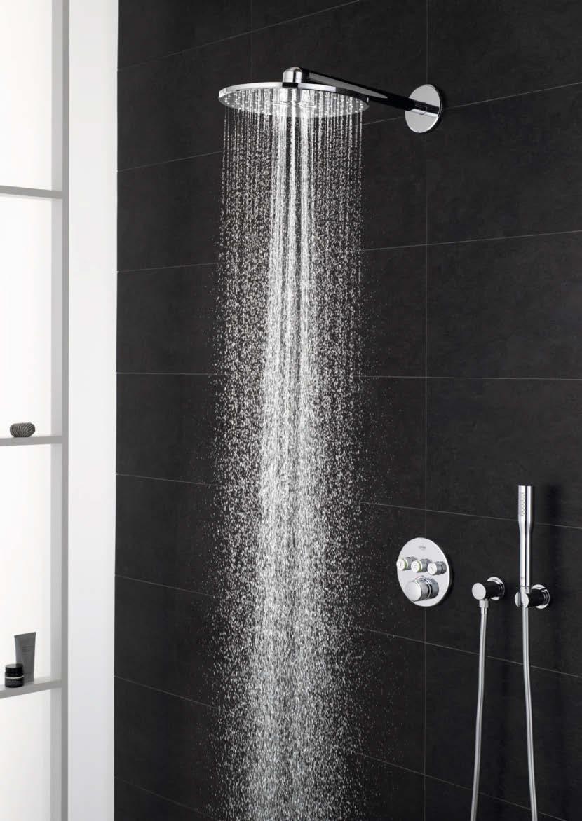 Een ruime selectie van mogelijke opbouwsets en douches zorgt ervoor dat de gekozen stijl van de badkamer naadloos overloopt in de doucheruimte.