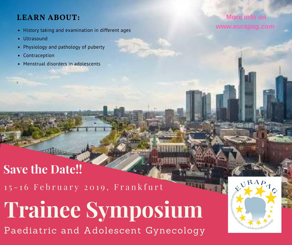 Trainee Symposium Pediatric and Adolescent Gynecology - 15 en 16 februari 2019 De Europese werkgroep voor kindergynaecologie (EURAPAG) organiseert