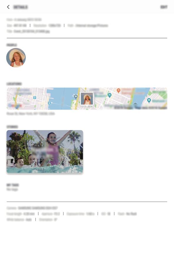 De details van afbeeldingen en video's weergeven U kunt bestandsdetails zoals mensen, locatie en basisinformatie weergeven.