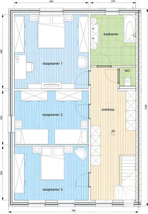 Woning 03 Deze uitzonderlijk ruime woning bevindt zich links in het woongebouw links. De bewoonbare oppervlakte op de gelijkvloerse en de eerste verdieping bedraagt maar liefst 190 m²!