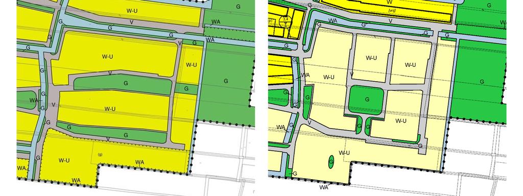 Figuur 4.2 Uitsnedes plankaarten Woongebied Zuidpolder en 2e herziening, ter plaatse oostelijk deel 4.