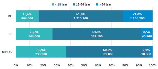 2. Demografische structuur Verdeling van de totale bevolking volgens herkomst en leeftijdsklasse