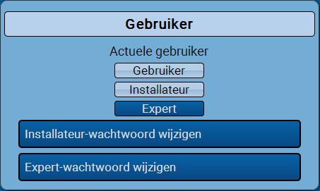 Gebruiker C.M.I. menu / Gebruiker Actuele gebruiker Bij het binnentreden van het menu staat de gebruiker op het gebruikersniveau.